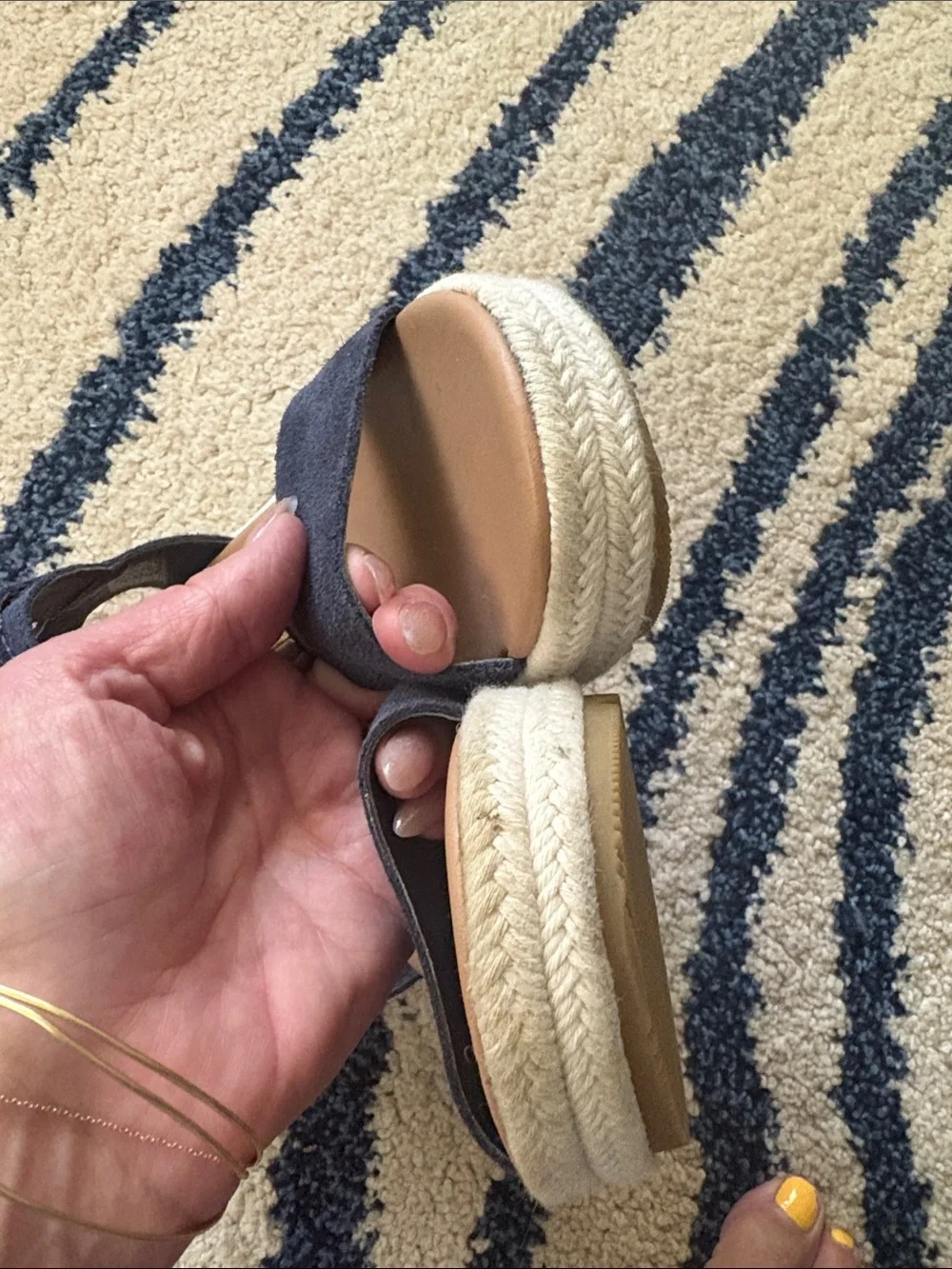 Sorel Navy Suede Espadrille Wedge Sandals